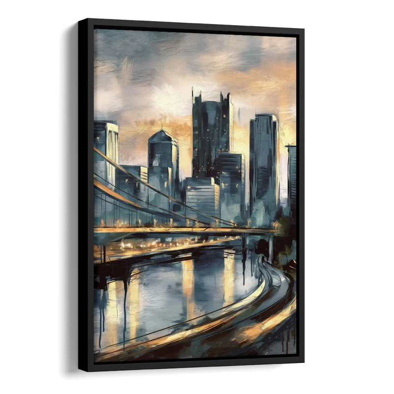 Pittsburgh Urban Aesthetic Side - Black Canvas Wall Art