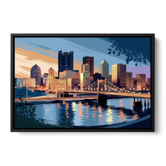 Pittsburgh Urban Aesthetic View - Black Framed Canvas Wall Art - Front