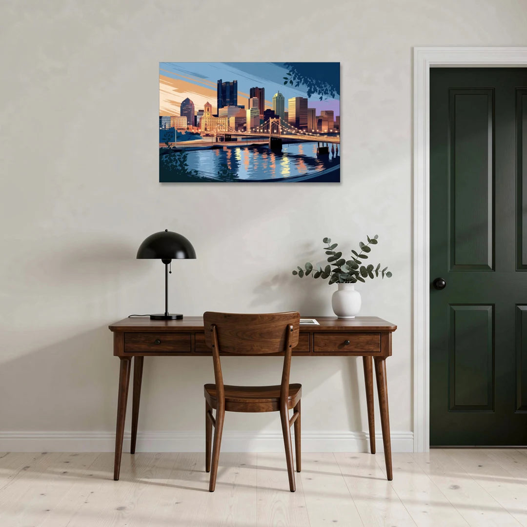Pittsburgh Urban Aesthetic View - Canvas Wall Art - Office - 36x24