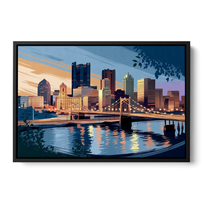 Pittsburgh Urban Aesthetic View Front - Black Canvas Wall Art