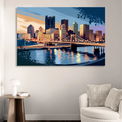 Pittsburgh Urban Aesthetic View Sitting Room - Canvas Wall Art