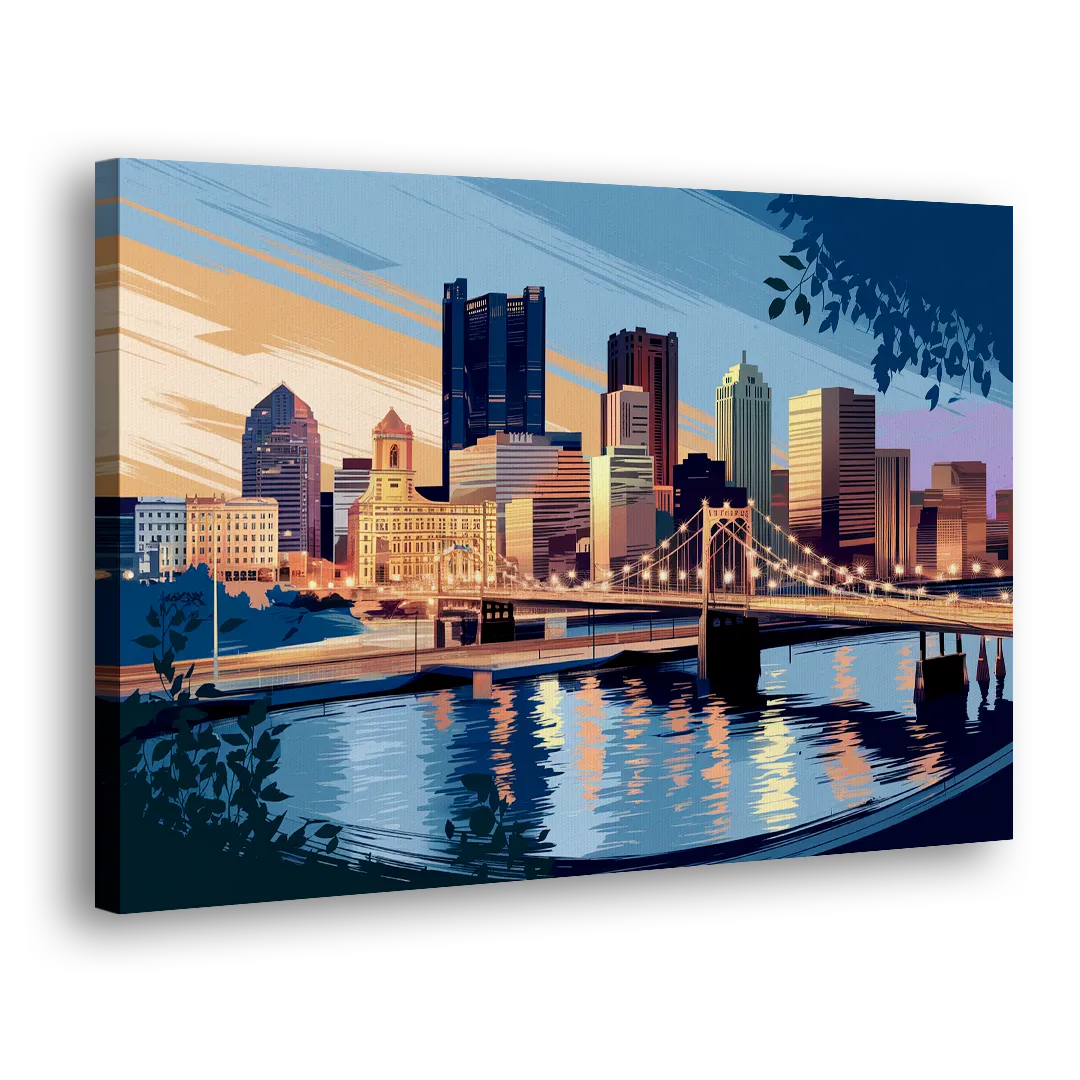 Pittsburgh Urban Aesthetic View Side - Canvas Wall Art