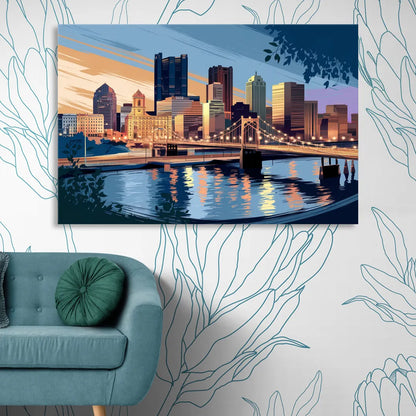 Pittsburgh Urban Aesthetic View Living Room - Canvas Wall Art