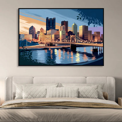 Pittsburgh Urban Aesthetic View Sitting Room - Black Canvas Wall Art
