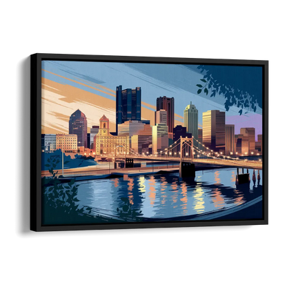 Pittsburgh Urban Aesthetic View Side - Black Canvas Wall Art