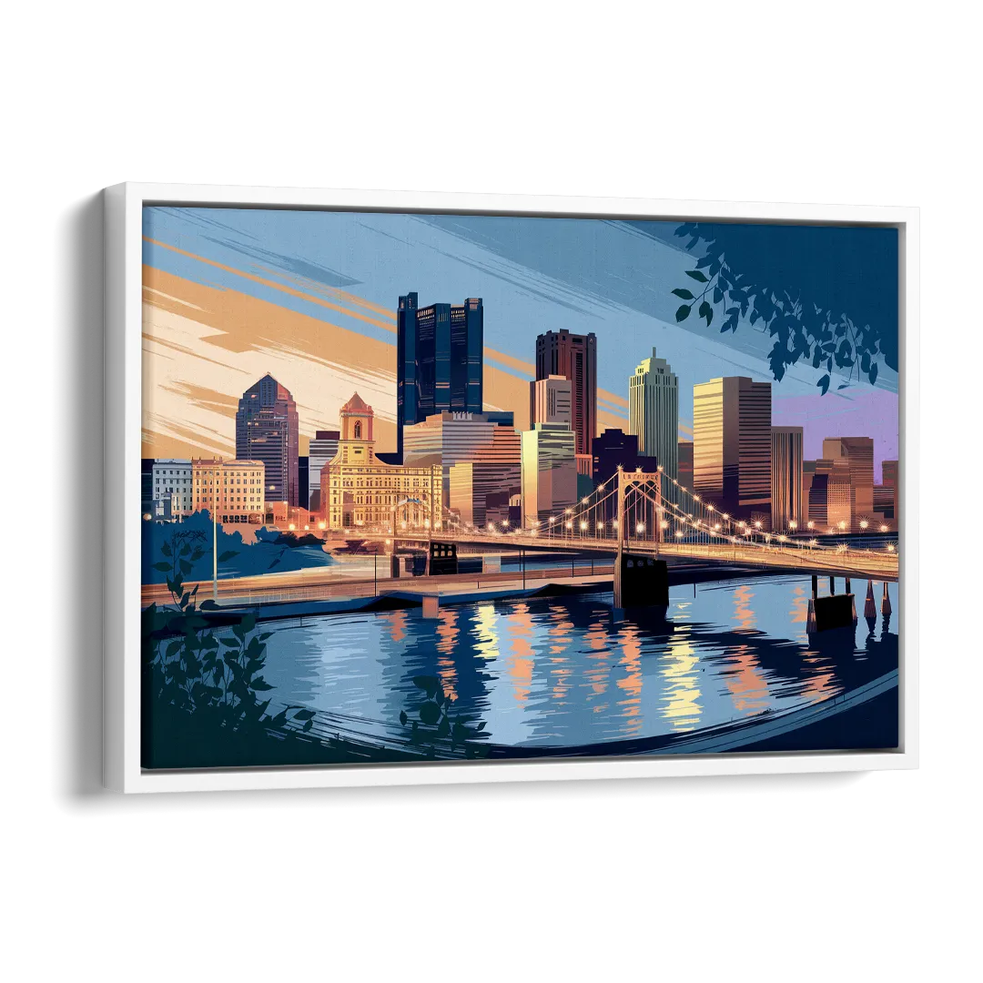Pittsburgh Urban Aesthetic View Side - White Canvas Wall Art