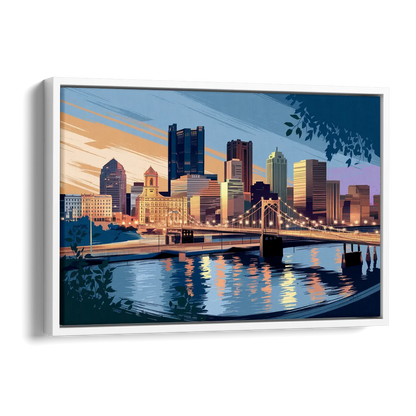 Pittsburgh Urban Aesthetic View Side - White Canvas Wall Art