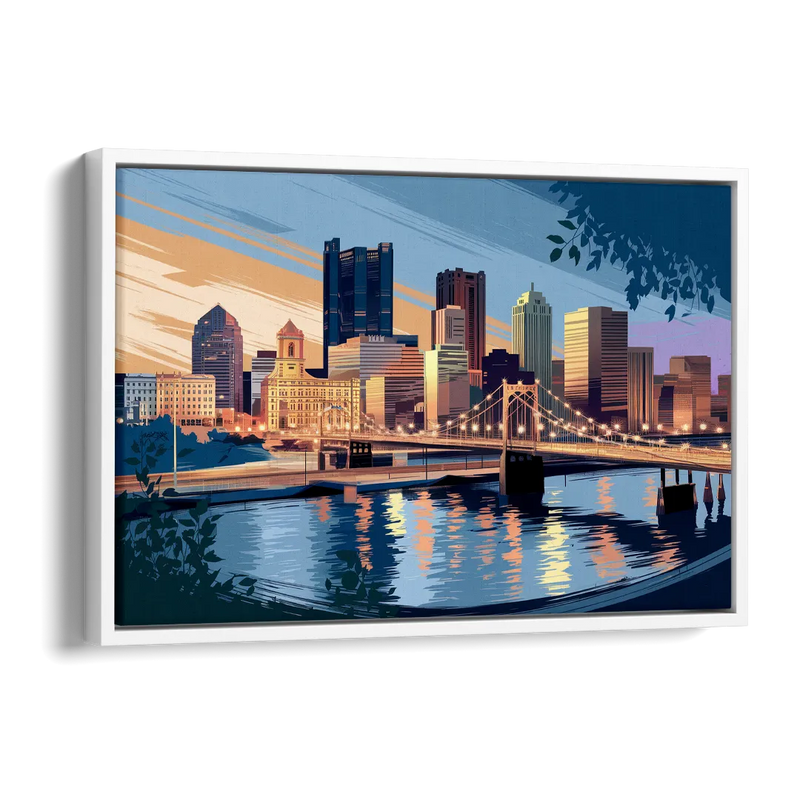 Pittsburgh Urban Aesthetic View Side - White Canvas Wall Art