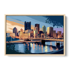 Pittsburgh Urban Aesthetic View - Oak Framed Canvas Wall Art - Front