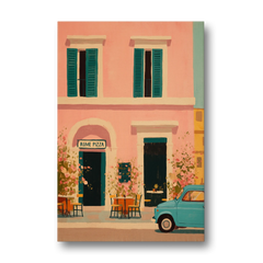 Pizza Art of a Pink Roman Pizzeria - Canvas Wall Art - Front