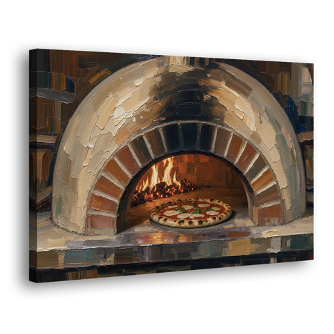Pizza Restaurant Decor with a Brick Oven Glow - Canvas Wall Art - Side