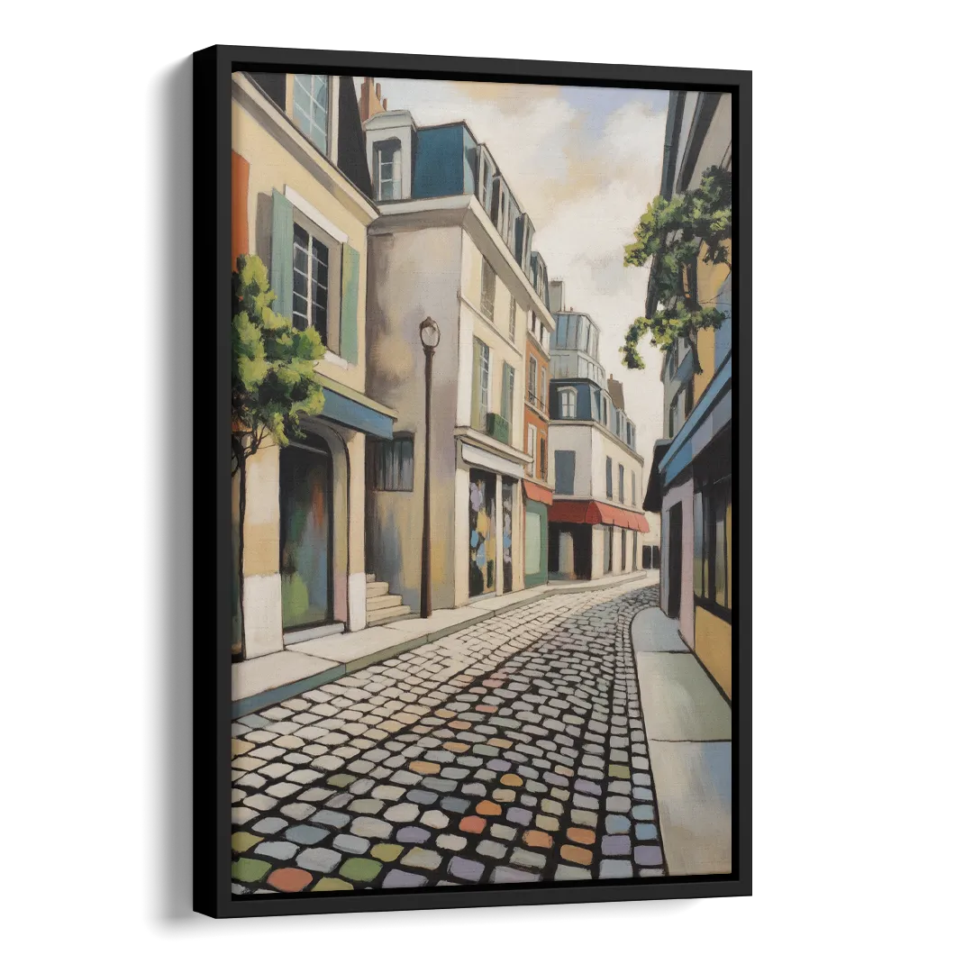 Place Royale Cobblestones Side - Black Canvas Wall Art