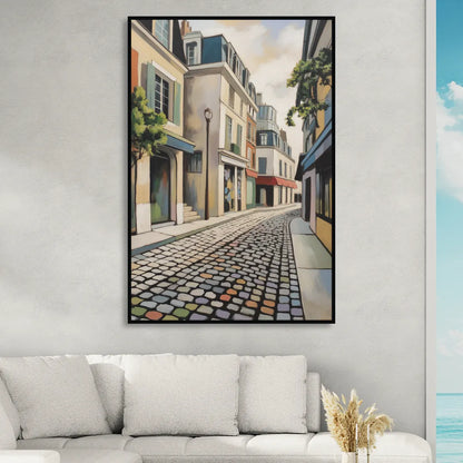 Place Royale Cobblestones Sitting Room - Black Canvas Wall Art