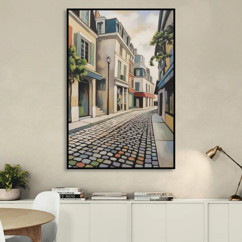 Place Royale Cobblestones Living Room - Black Canvas Wall Art
