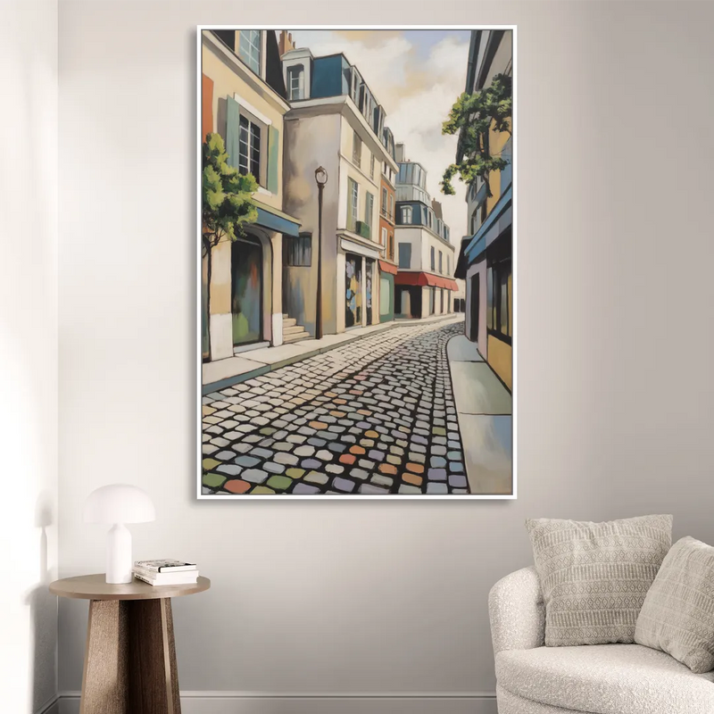 Place Royale Cobblestones Living Room - White Canvas Wall Art