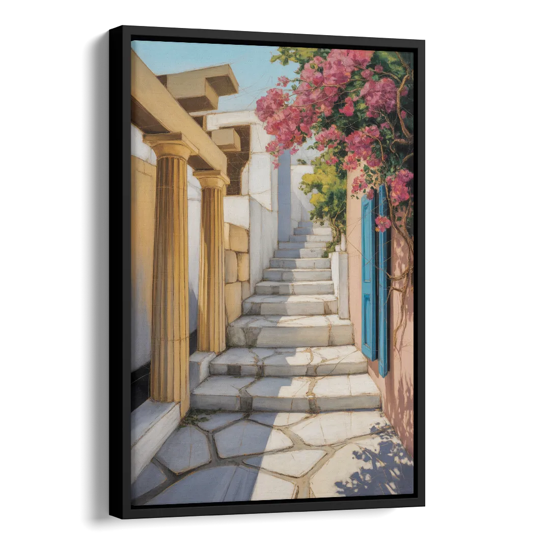 Plaka Pathways Side - Black Canvas Wall Art