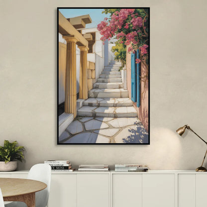 Plaka Pathways Sitting Room - Black Canvas Wall Art