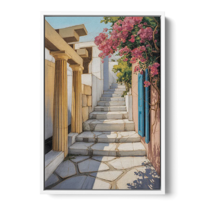 Plaka Pathways Front - White Canvas Wall Art