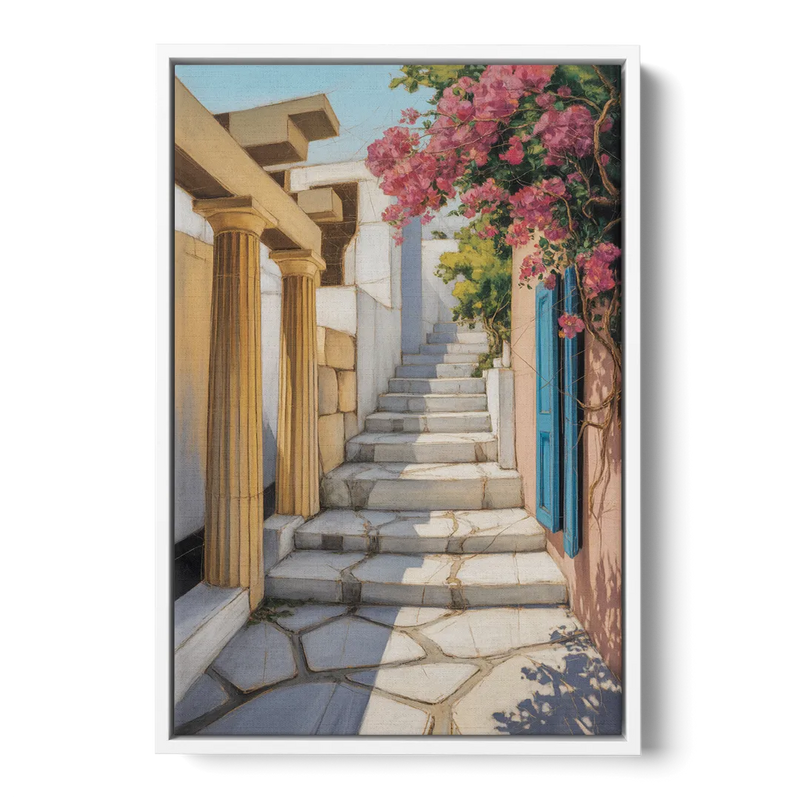 Plaka Pathways Front - White Canvas Wall Art