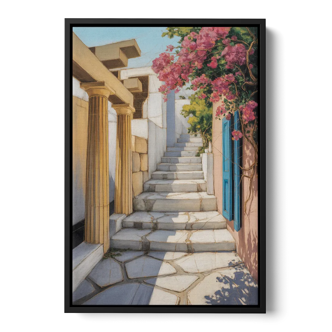 Plaka Pathways Front - Black Canvas Wall Art
