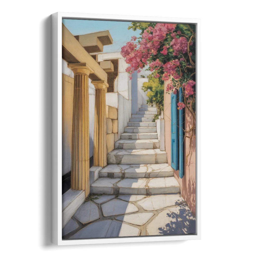 Plaka Pathways Side - White Canvas Wall Art