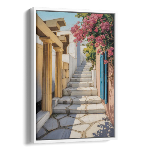 Plaka Pathways Side - White Canvas Wall Art
