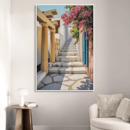 Plaka Pathways Sitting Room - White Canvas Wall Art