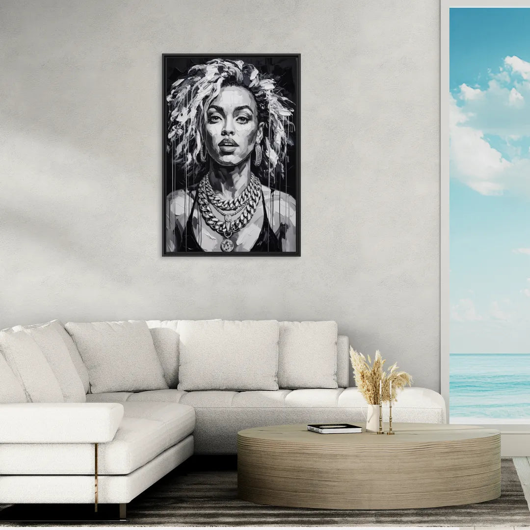 Planet Vibe 2.0 - Living Room Black Frame Canvas