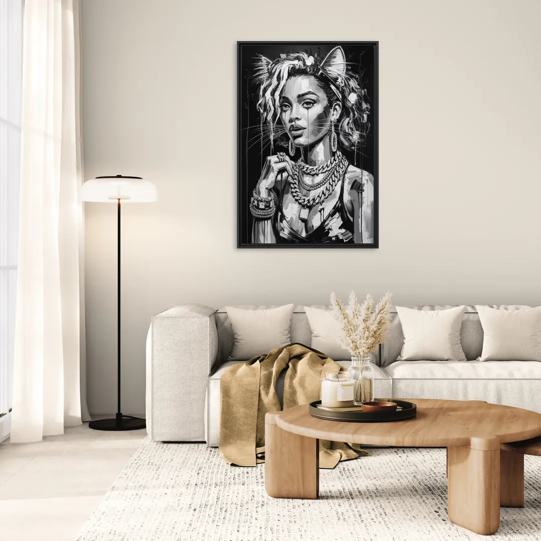 Planet Vibe 3.0 - Living Room Black Frame Canvas