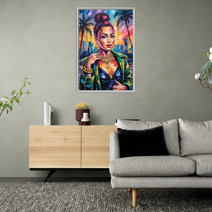 Planet Vibe - Living Room White Frame Canvas