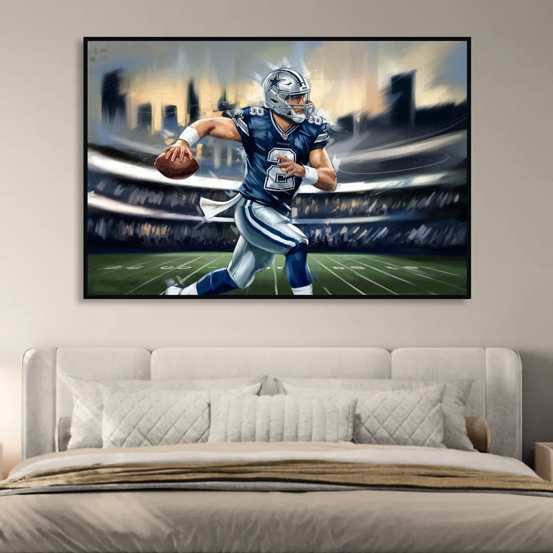 Plano Dallas Cowboys Spirit Living Room - Black Canvas Wall Art