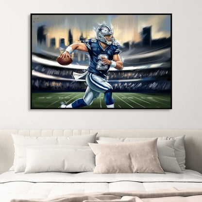Plano Dallas Cowboys Spirit Sitting Room - Black Canvas Wall Art