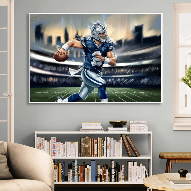 Plano Dallas Cowboys Spirit Sitting Room - White Canvas Wall Art