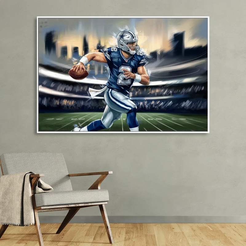 Plano Dallas Cowboys Spirit Living Room - White Canvas Wall Art