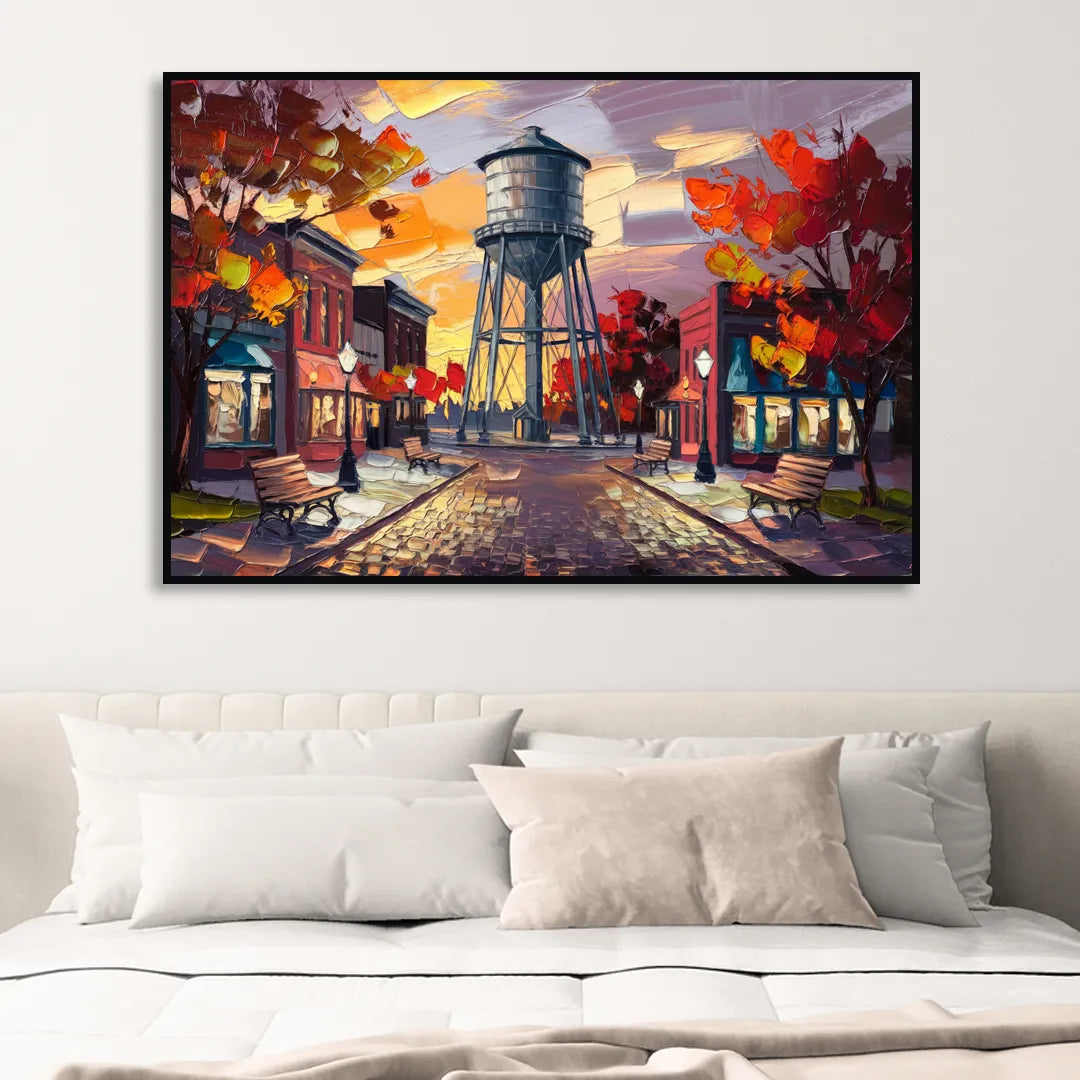 Plano Local Landmarks Living Room - Black Canvas Wall Art