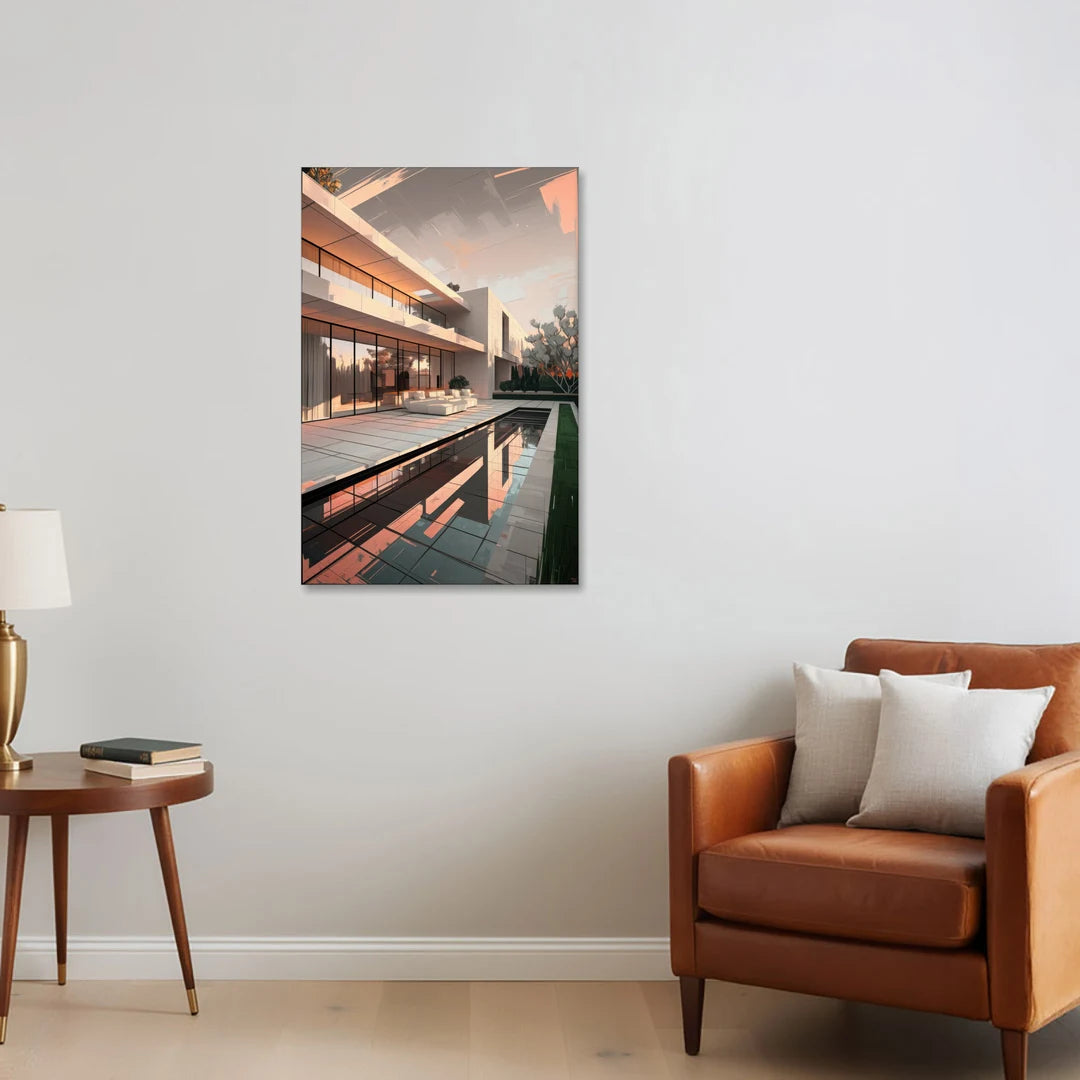 Plano Modern Architecture - Canvas Wall Art - Sofa - 24x36