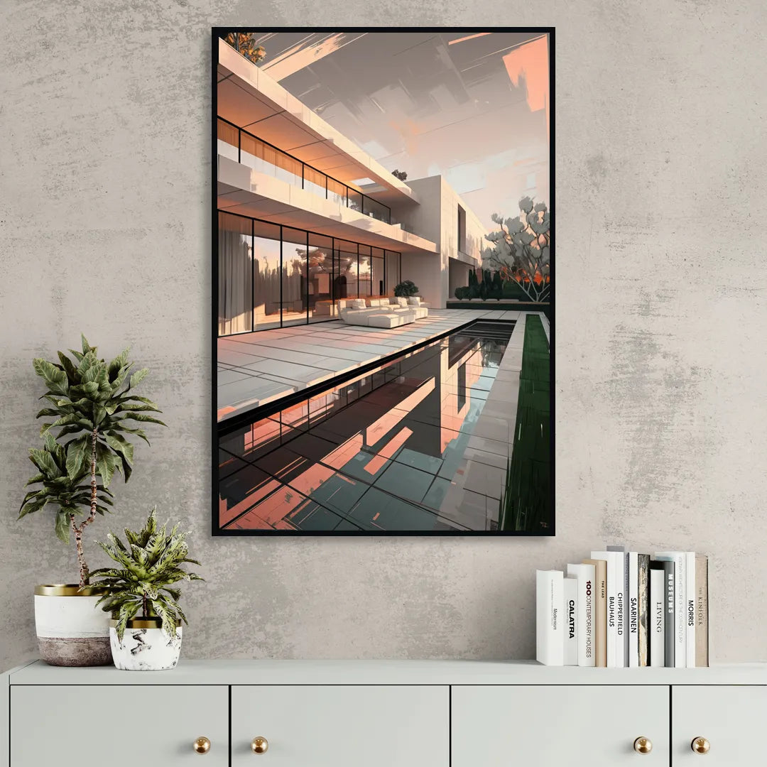 Plano Modern Architecture Sitting Room - Black Canvas Wall Art