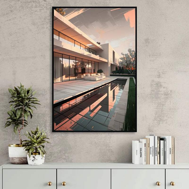 Plano Modern Architecture Sitting Room - Black Canvas Wall Art