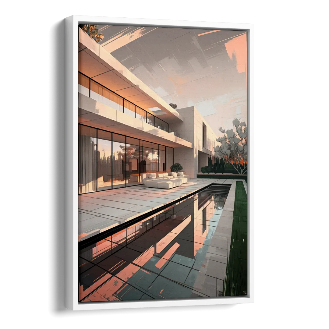 Plano Modern Architecture Side - White Canvas Wall Art