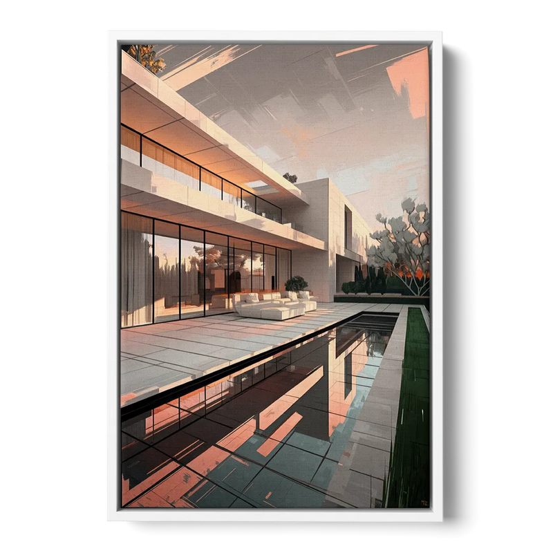 Plano Modern Architecture Front - White Canvas Wall Art