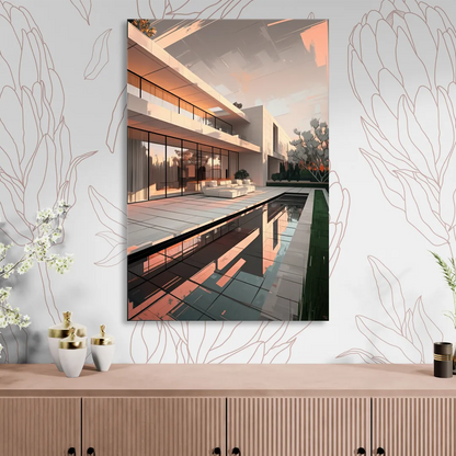 Plano Modern Architecture Living Room - Canvas Wall Art