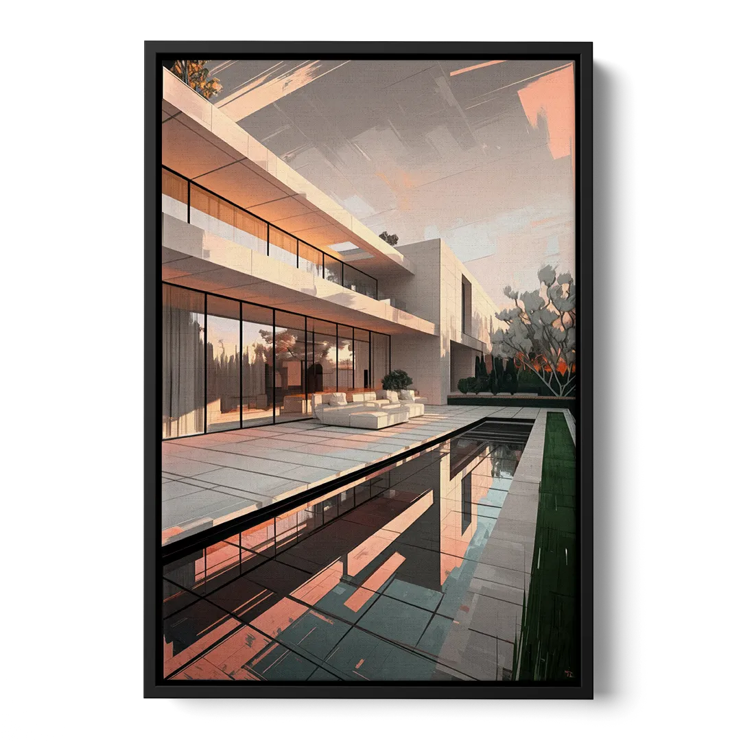 Plano Modern Architecture Front - Black Canvas Wall Art