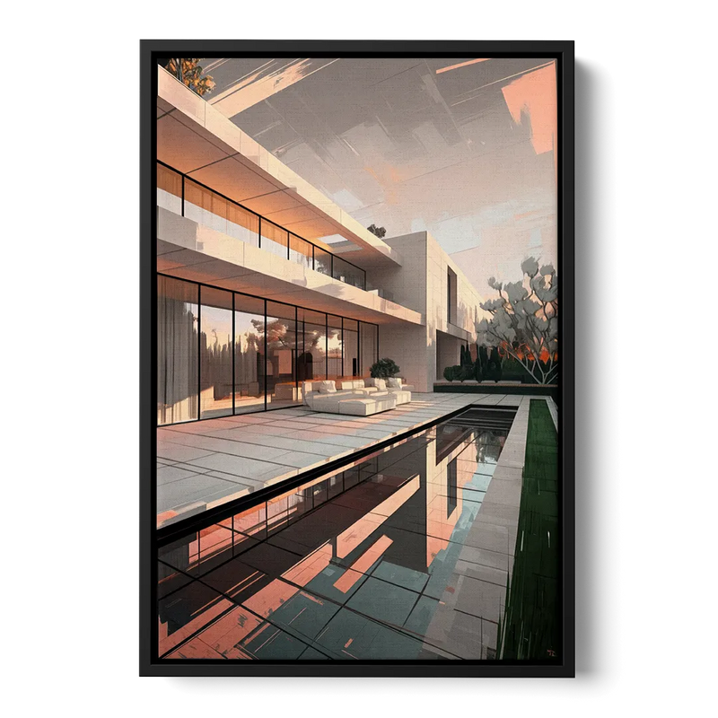 Plano Modern Architecture Front - Black Canvas Wall Art