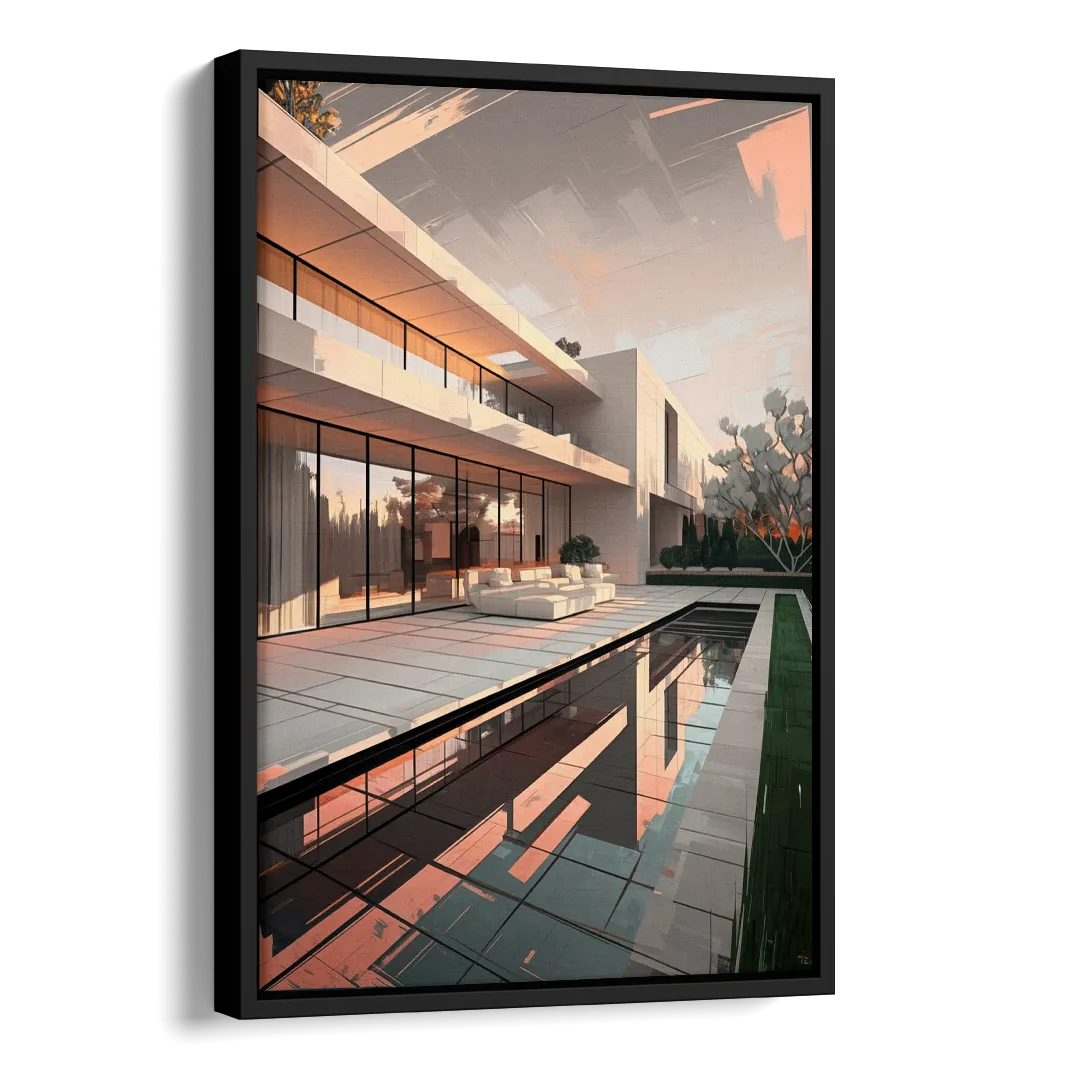 Plano Modern Architecture Side - Black Canvas Wall Art