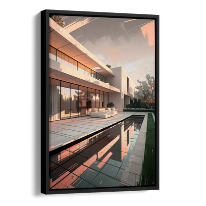 Plano Modern Architecture Side - Black Canvas Wall Art