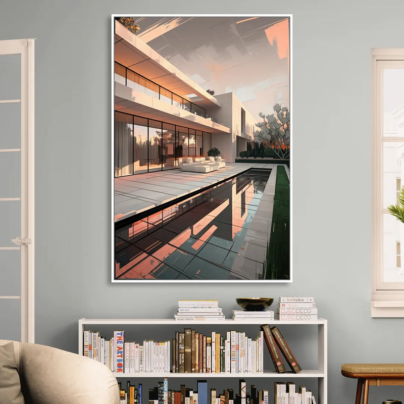 Plano Modern Architecture Sitting Room - White Canvas Wall Art