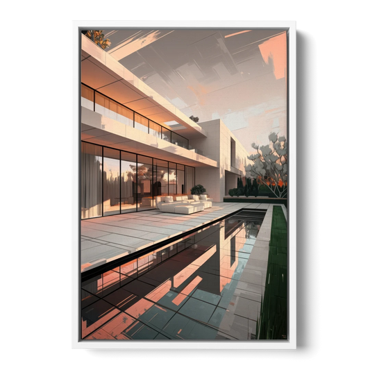 Plano Modern Architecture - White Framed Canvas Wall Art - Front