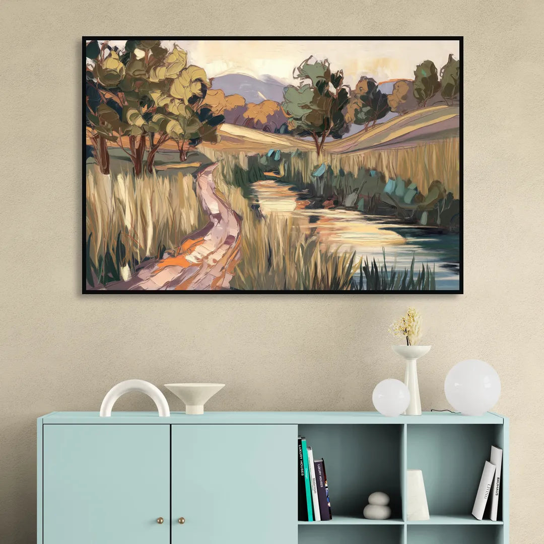 Plano Nature Trails Living Room - Black Canvas Wall Art