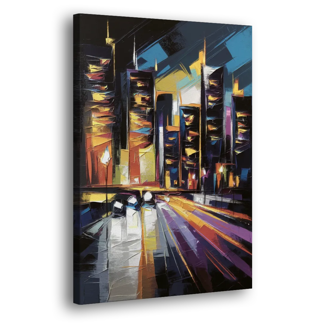 Plano Nightlife Glow Side - Canvas Wall Art