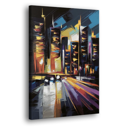 Plano Nightlife Glow Side - Canvas Wall Art